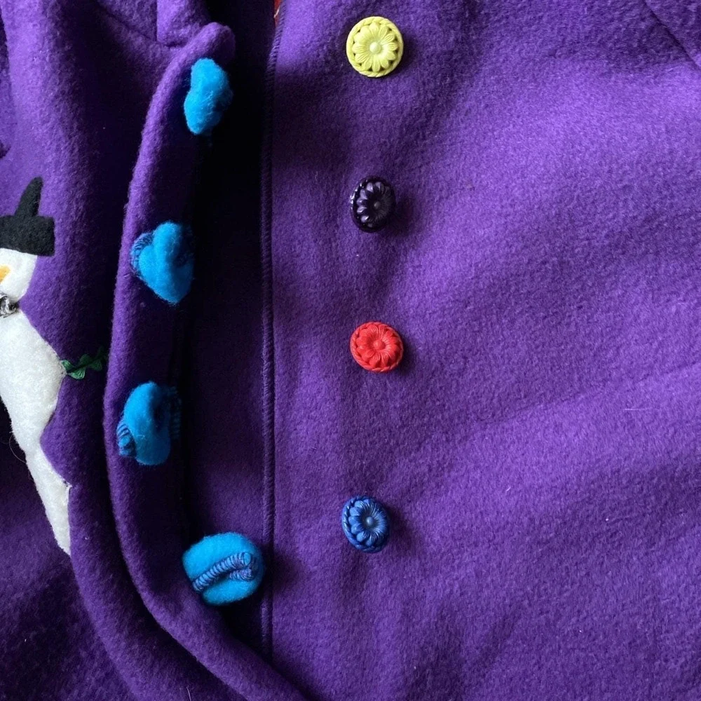 Boo Fleece Bunting Kids Small Purple Snowman Hooded One Piece Jumpsuit Jumper
